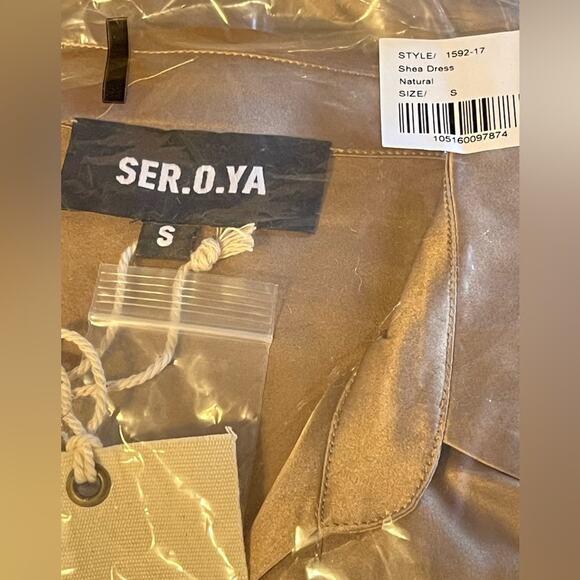 SER.O.YA NEW Size Small Silk Shea Open Long Sleeve Sexy Mini Dress in Natural - Picture 6 of 7